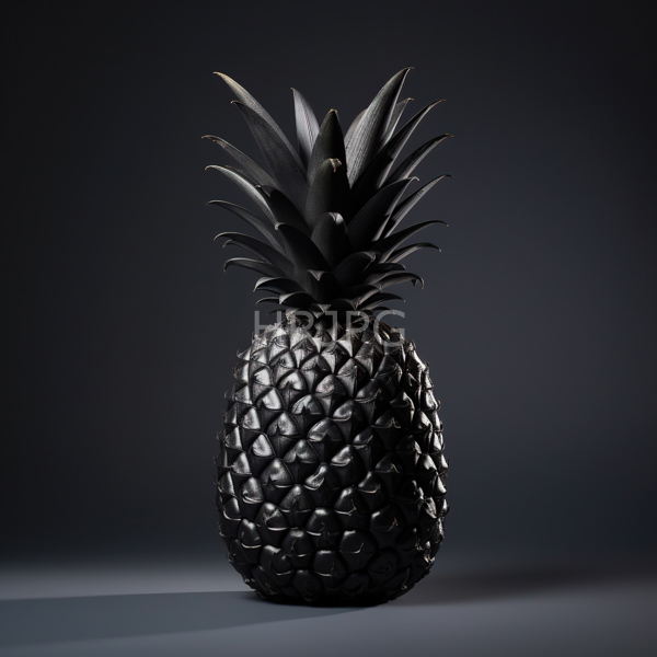 High Resolution: An all-black pineapple in a plain studio setting with a slight shadow download. | HRJPG.com