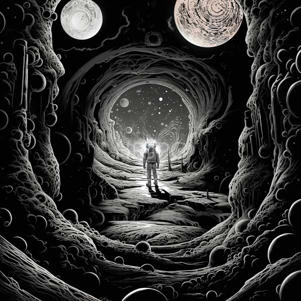 High Resolution: Male astronaut on a path towards a bright light in space download. | HRJPG.com