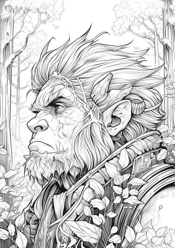 High Resolution: Detailed drawing of a giant with a large beard in a forest setting download. | HRJPG.com