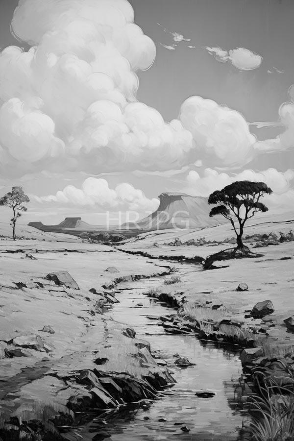 High Resolution: Savanna landscape with a lonely acacia tree under a cloudy sky download. | HRJPG.com