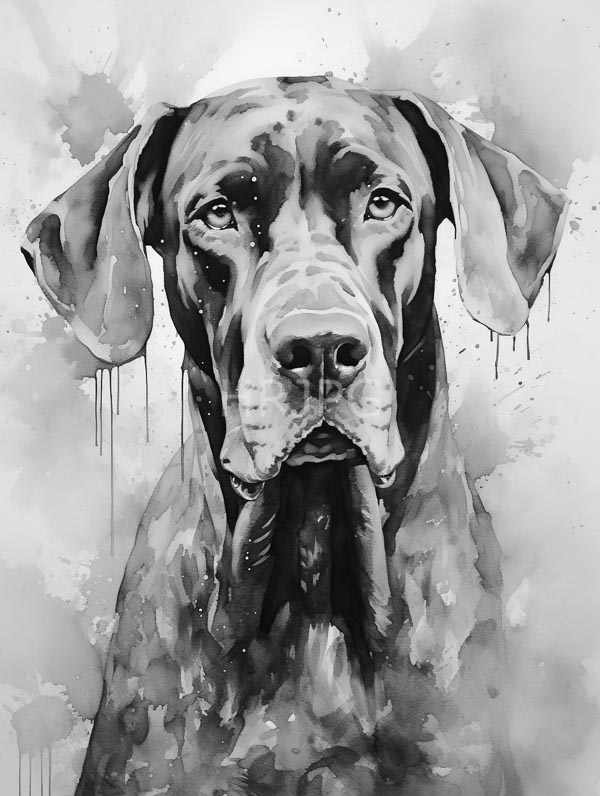 High Resolution: Watercolor drawing of a large dog with a soulful and majestic look download. | HRJPG.com