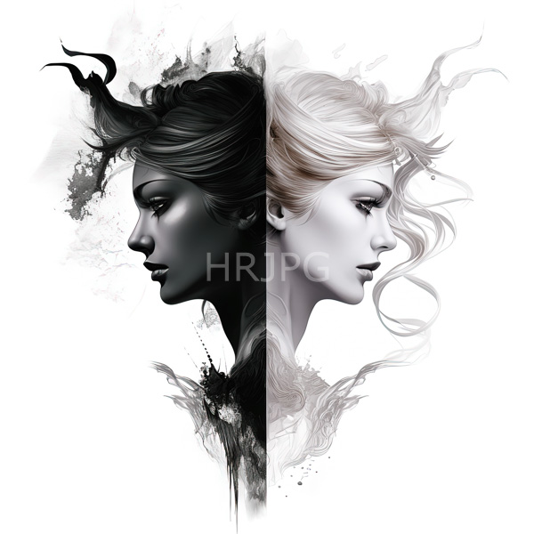 High Resolution: An artistic composition showing the duality of two female faces download. | HRJPG.com
