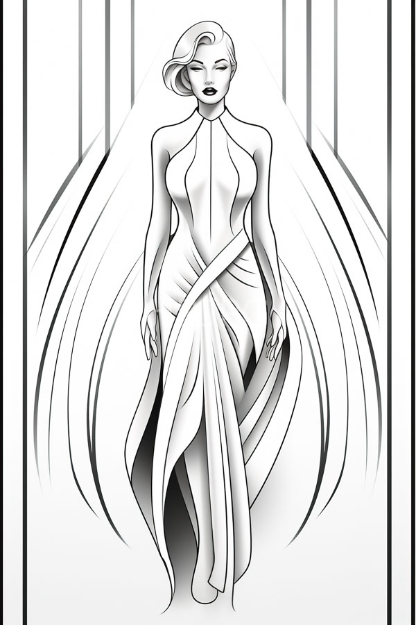 High Resolution: Stylized drawing of a graceful woman in a flowing long dress download. | HRJPG.com