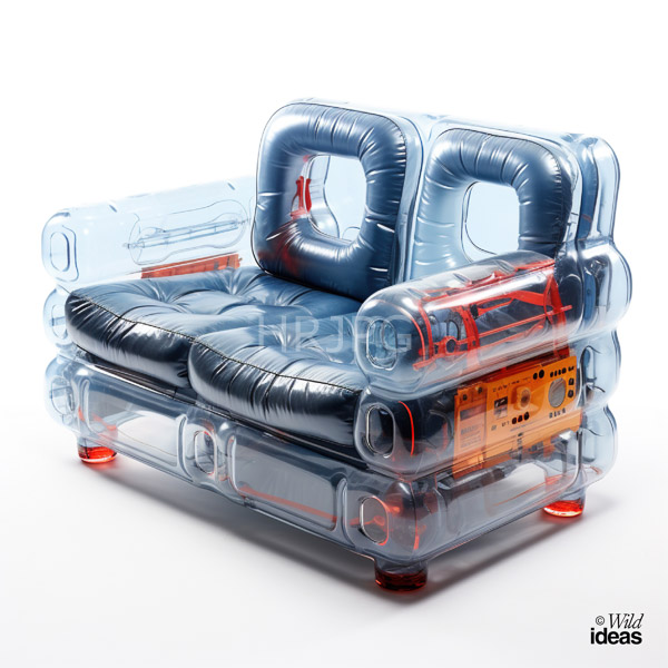 High Resolution: Futuristic transparent plastic couch with black inflatable cushion seats download. | HRJPG.com