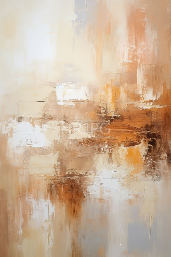 High Resolution: Abstract painting features broad horizontal brushstrokes in warm hues of brown orange and beige interspersed with white and light gray patches download. | HRJPG.com