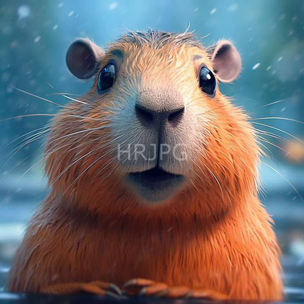 High Resolution: Cute orange-furred hamster with large shiny black eyes small rounded ears and a pink nose has prominent whiskers and a surprised expression download. | HRJPG.com