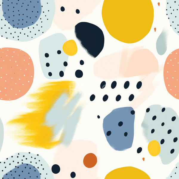 High Resolution: Abstract pattern features variously sized colorful circles and blobs on a white background filled with textures like speckles and brushstrokes download. | HRJPG.com