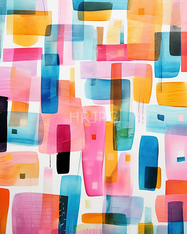 High Resolution: Abstract digital artwork features a vibrant overlapping pattern of translucent rectangular shapes in various colors against a white background download. | HRJPG.com