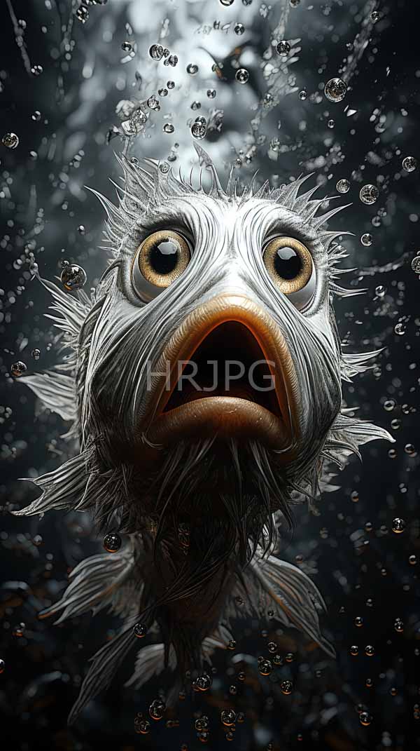 High Resolution: Wide-eyed silver-finned fish open orange mouth looking upward large round eyes are golden dark pupils Its textured silver scales download. | HRJPG.com