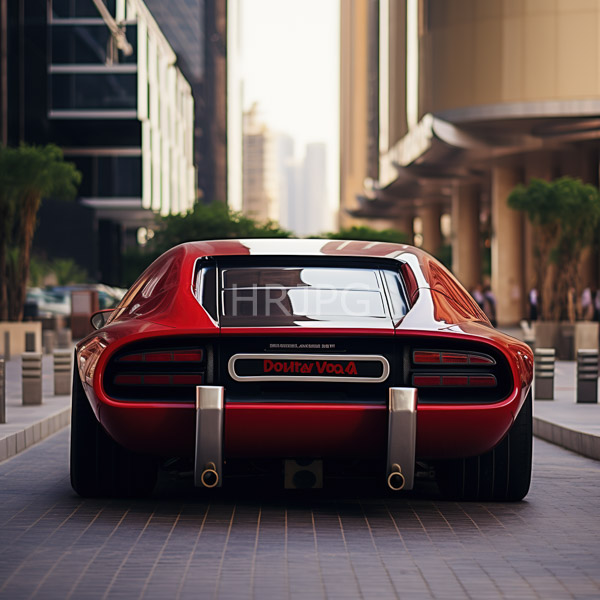 High Resolution: Sleek red Dodge Charger parked sunlit urban street car's glossy finish reflects surrounding buildings rear dual exhaust pipes black license download. | HRJPG.com