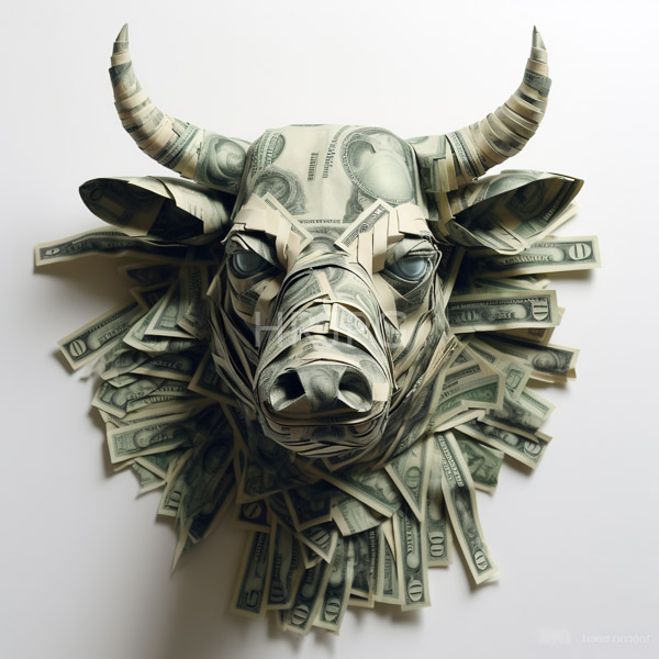 High Resolution: D paper sculpture bull's head crafted folded and layered U S dollar bills bull prominent curved horns expressive eyes and download. | HRJPG.com