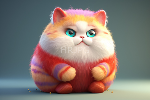 High Resolution: Chubby fluffy cat large expressive blue eyes cat has white face chest and paws vibrant orange pink and purple download. | HRJPG.com