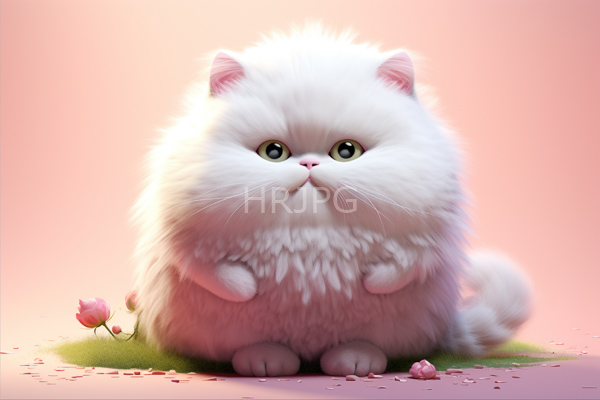 High Resolution: Fluffy white Persian kitten large green eyes sitting pink gradient kitten's fur extremely dense and soft tiny pink ears and download. | HRJPG.com