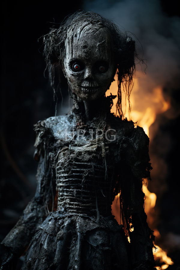 High Resolution: Creepy decaying female zombie dark matted hair sunken red eyes skeletal tattered face Her gray dirt-covered skin and ragged download. | HRJPG.com