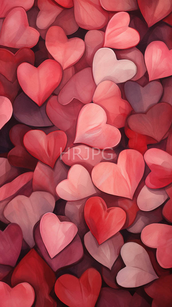 High Resolution: Numerous overlapping semi-transparent hearts various shades red pink and white hearts have smooth glossy texture arranged dense overlapping download. | HRJPG.com