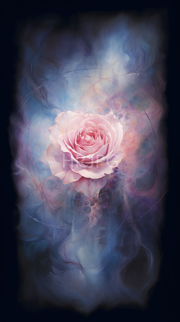 High Resolution: Delicate pink rose center surrounded swirling ethereal blue and purple mist rose's petals softly detailed gentle gradient from light download. | HRJPG.com