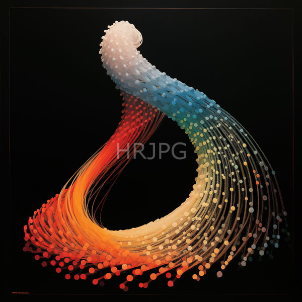 High Resolution: Abstract dynamic swirling loop colorful spherical dots loop transitions white top through blue and green red and orange bottom download. | HRJPG.com
