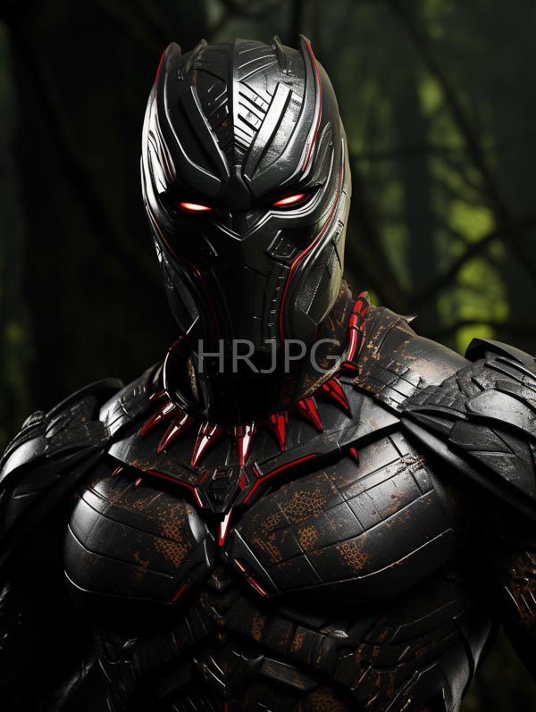 High Resolution: Futuristic armored humanoid sleek black helmeted head featuring red glowing eyes armor intricately detailed red and orange accents download. | HRJPG.com