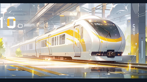 High Resolution: Sleek modern white and yellow high-speed train futuristic station train streamlined aerodynamic design positioned right its front slightly angled download. | HRJPG.com