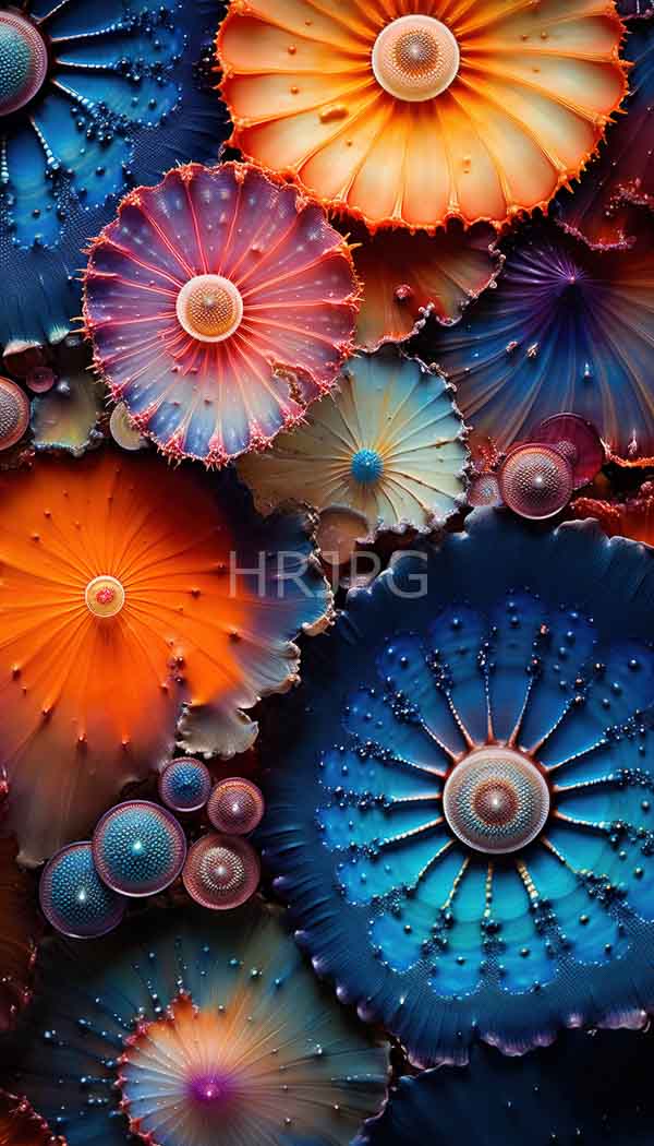 High Resolution: Vibrant abstract composition large colorful petal-like shapes petals various sizes and colors including orange pink blue and purple intricate download. | HRJPG.com