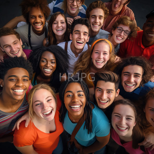 High Resolution: Diverse group 17 smiling teenagers closely packed together varied skin tones hair textures and styles download. | HRJPG.com
