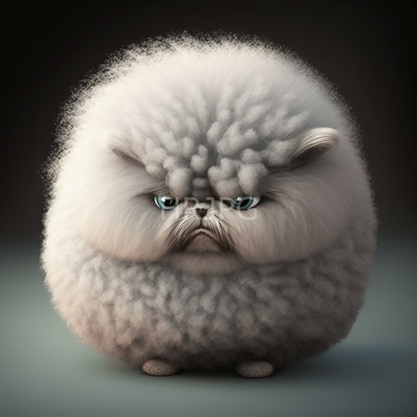 High Resolution: Fluffy round Persian cat grumpy expression cat's dense white fur resembles cloud small pointed ears piercing blue eyes download. | HRJPG.com