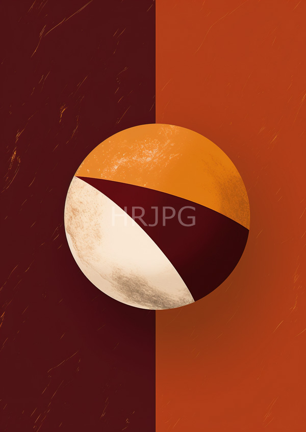High Resolution: Abstract textured sphere divided into three color segments orange and maroon set against two vertical background colors dark red and orange-red download. | HRJPG.com