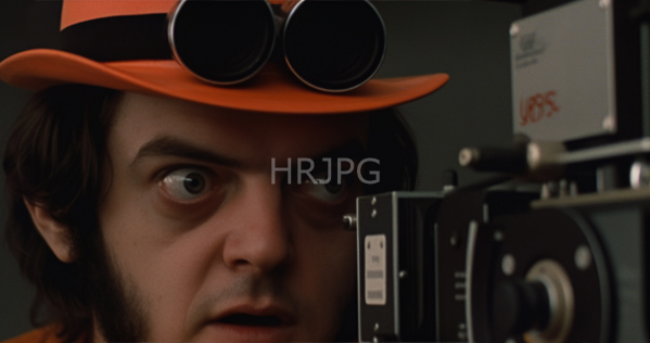 High Resolution: Close-up photograph of a young man with dark brown hair wearing an orange hat adorned with round goggles focusing intently through a vintage camera viewfinder download. | HRJPG.com