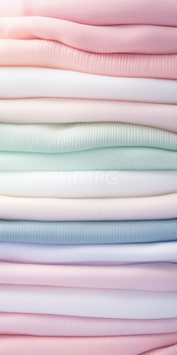 High Resolution: Neatly stacked ribbed fabric sheets in pastel colors pink white light green pale blue and lavender creating soft color transitions download. | HRJPG.com
