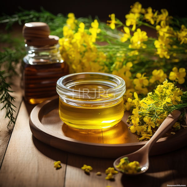 High Resolution: Golden olive oil in clear glass bottles and small bowls surrounded by vibrant yellow flowers on wooden surfaces one bottle has a cork top download. | HRJPG.com