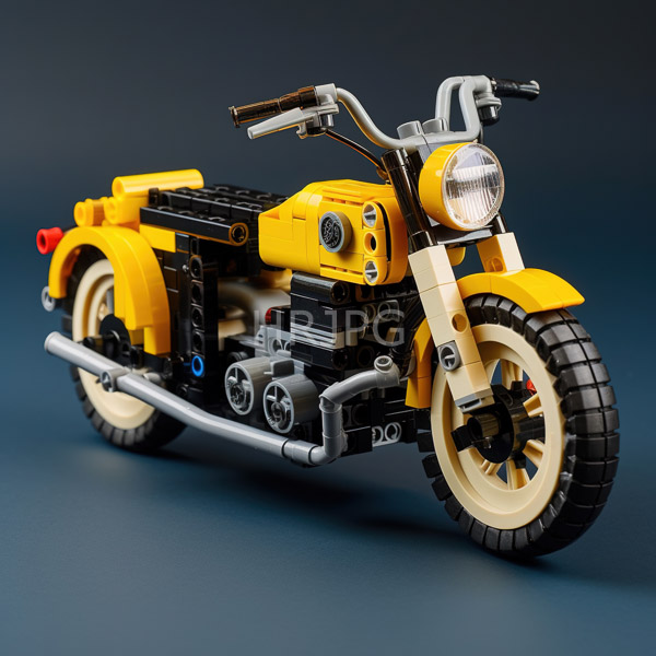 High Resolution: Intricate LEGO motorcycle predominantly red with black tires and silver engine components with a large front tire dual exhaust pipes and an angular design download. | HRJPG.com