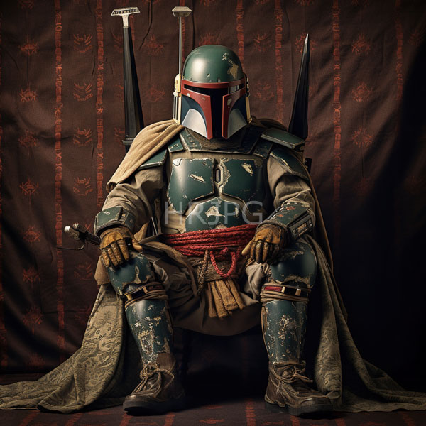 High Resolution: Armored warrior in medieval fantasy style wears a detailed metal helmet with two horn-like ornaments and a weathered faceplate with red accents and thick braided ropes download. | HRJPG.com