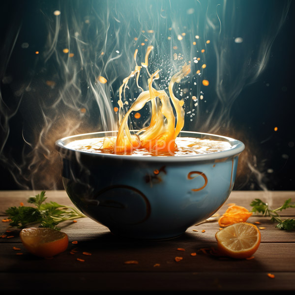 High Resolution: Ethereal glowing bowl on rocky terrain with a starry night sky background and distant castle spires swirling golden light from within pours into space download. | HRJPG.com