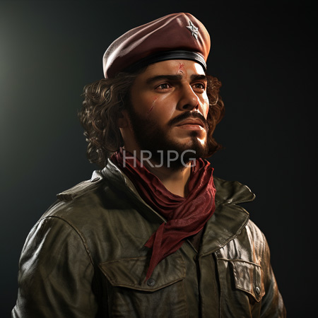 High Resolution: Middle Eastern man with curly brown hair and beard wearing a maroon military-style cap and an olive green leather jacket layered under a burgundy scarf download. | HRJPG.com