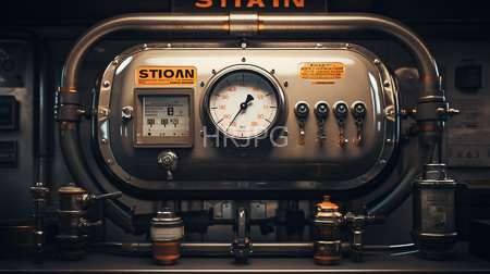 High Resolution: Industrial control panel with a metallic silver casing featuring a central analog pressure gauge surrounded by dials buttons and small digital screens download. | HRJPG.com