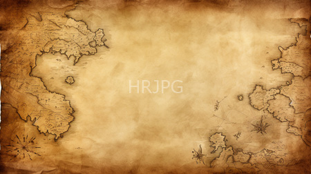 High Resolution: Aged sepia-toned illustration of an antique map with weathered edges and faded centers on parchment-like paper with detailed coastlines download. | HRJPG.com