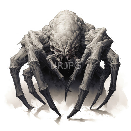 High Resolution: Intimidating large spider-like creature with a textured gray exoskeleton and menacing eyes eight long legs ending in sharp claws positioned forward download. | HRJPG.com