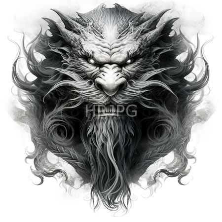 High Resolution: Menacing dragon like face with sharp horns intense eyes deep furrows long whiskers and intricate black and white detailing download. | HRJPG.com