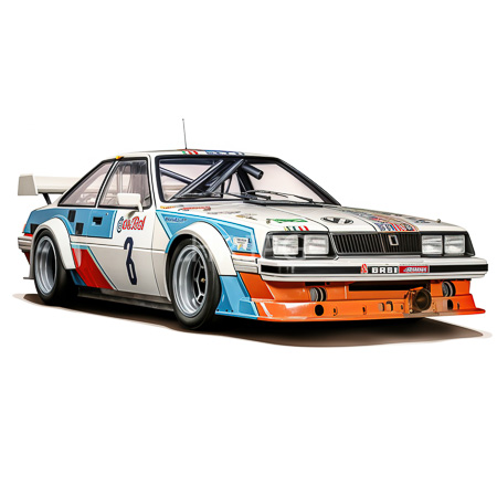 High Resolution: Iconic white blue vintage race car with Santel logo red circle number six orange bumper and round headlights download. | HRJPG.com