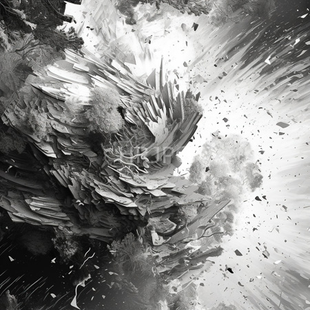 High Resolution: Abstract black and white artwork with dynamic swirling patterns sharp edges resembling shattered glass textures varying from smooth to jagged with radiating light areas download. | HRJPG.com