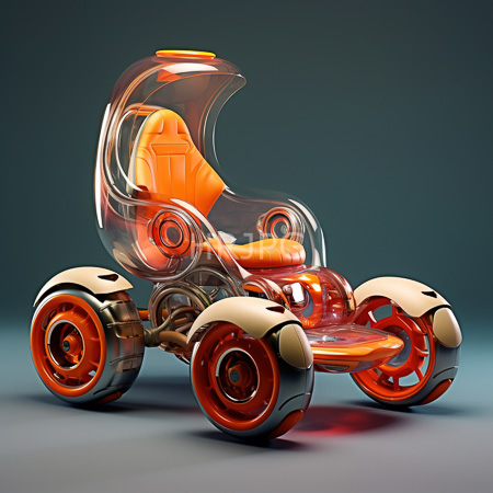 High Resolution: Futuristic transparent bubble car with orange beige accents large red wheels cream fenders ergonomic seat inside clear dome on teal background download. | HRJPG.com
