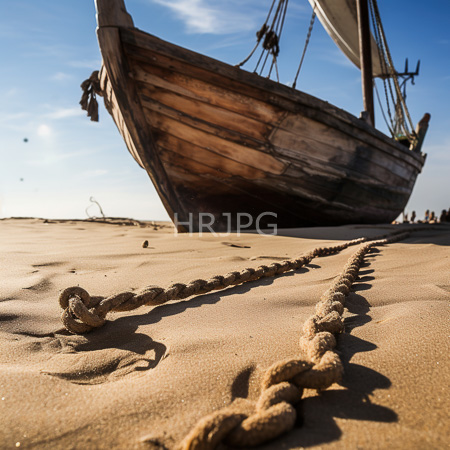 High Resolution: Aged wooden ship hull tilted in golden dunes under clear sky rope trail etched into sand leads toward its weathered frame download. | HRJPG.com