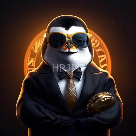 High Resolution: Anthropomorphic penguin in a black tuxedo with crossed arms wearing yellow sunglasses and a striped tie winking download. | HRJPG.com