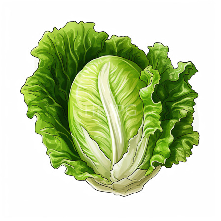 High Resolution: Entire head of fresh green cabbage with ruffled outer leaves and smooth pale-green inner layers featuring prominent white veins download. | HRJPG.com