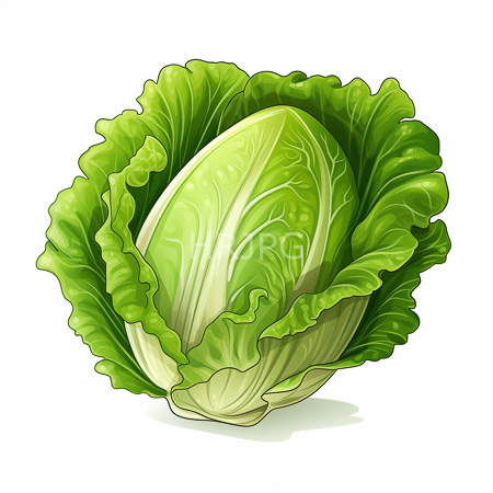 High Resolution: Entire head of fresh green cabbage with detailed textured leaves and light veins on its central core against a plain white background download. | HRJPG.com