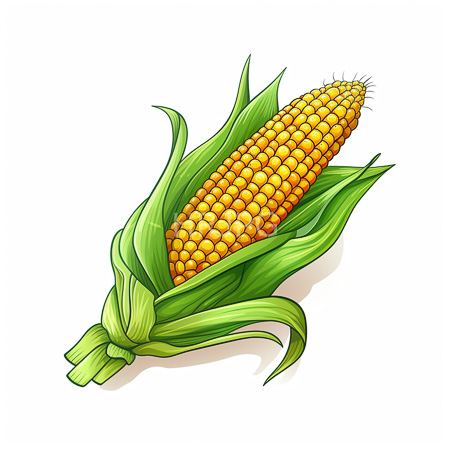 High Resolution: Uncooked yellow corn on-the-cob with green leaves partially peeled back to reveal its textured kernels and fine silk hairs download. | HRJPG.com