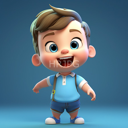 High Resolution: Adorable chubby-cheeked young boy with light brown hair and large blue eyes smiling widely wears a sky-blue polo shirt and green suspenders download. | HRJPG.com