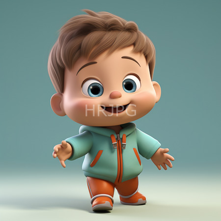 High Resolution: Adorable chubby-cheeked cartoon boy with light brown hair and large blue eyes smiling warmly wears a teal hoodie over bright red pants download. | HRJPG.com