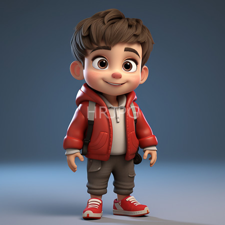 High Resolution: Adorable young boy with light brown skin and dark hair in soft waves wears a red jacket over a white hoodie and gray pants download. | HRJPG.com