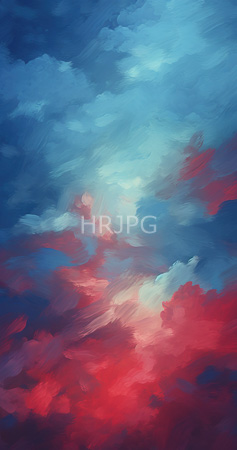 High Resolution: Abstract sky features intense swirling clouds in vibrant shades of blue and red with textured brushstrokes creating dynamic movement download. | HRJPG.com